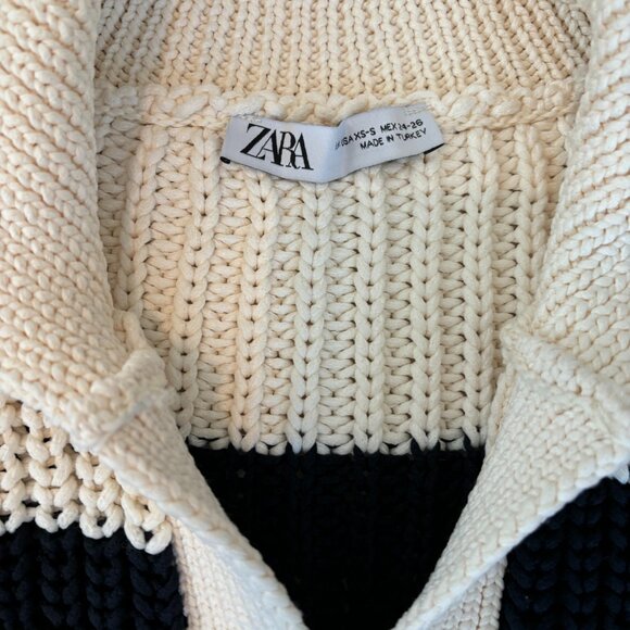 Zara Oversized Collared Striped Knit Sweater Size XS-S - Picture 2 of 4